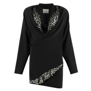 Isabel Marant Lazeli Embellished V-neck Mini Dress in Black NWT Size 36/ US 4